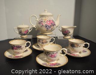 Sandy Clough Faith, Hope, Joy Love Tea Set- Teapot , Sugar , Creamer Cups and Saucer
